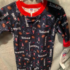 12 months New England Patriots zip up jammies